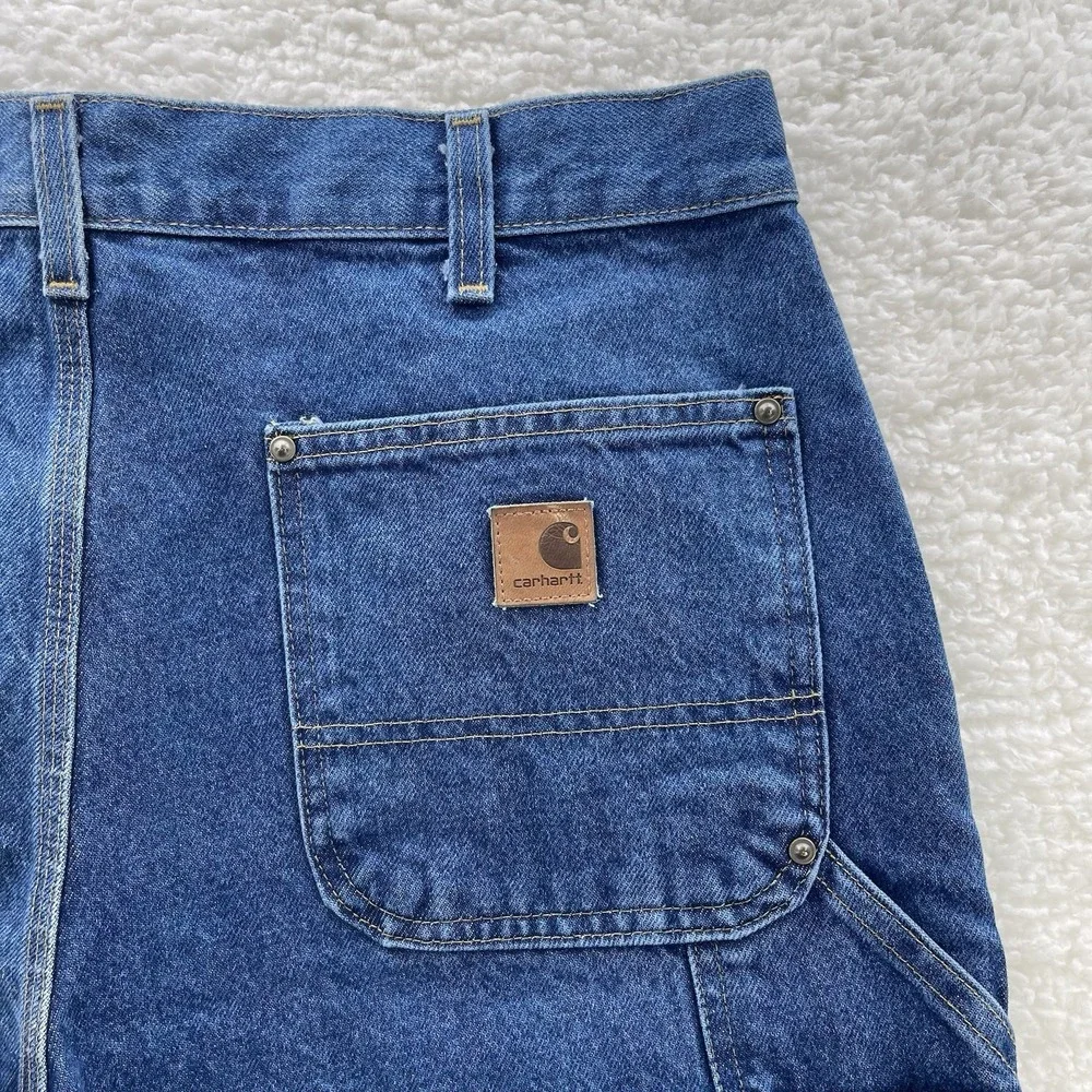 Carhartt Jeans Mens 36x36 Blue B73DST Loose Double Knee Dungaree Workwear NEW - Picture 6 of 10